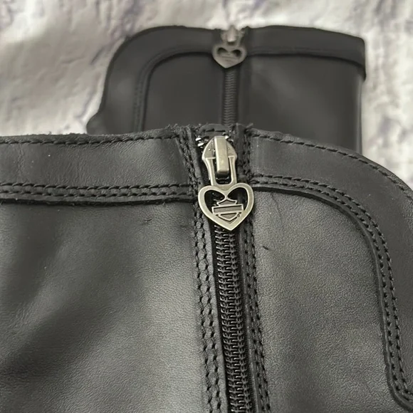 🔵 “NWOT” HARLEY-DAVIDSON Black Leather Motorcycle Boots - Picture 7 of 13